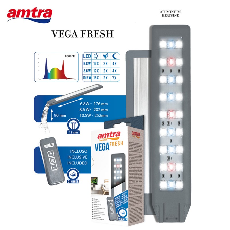Amtra Plafoniera Vega Led Fresh 6,8 w - illuminazione per acquario